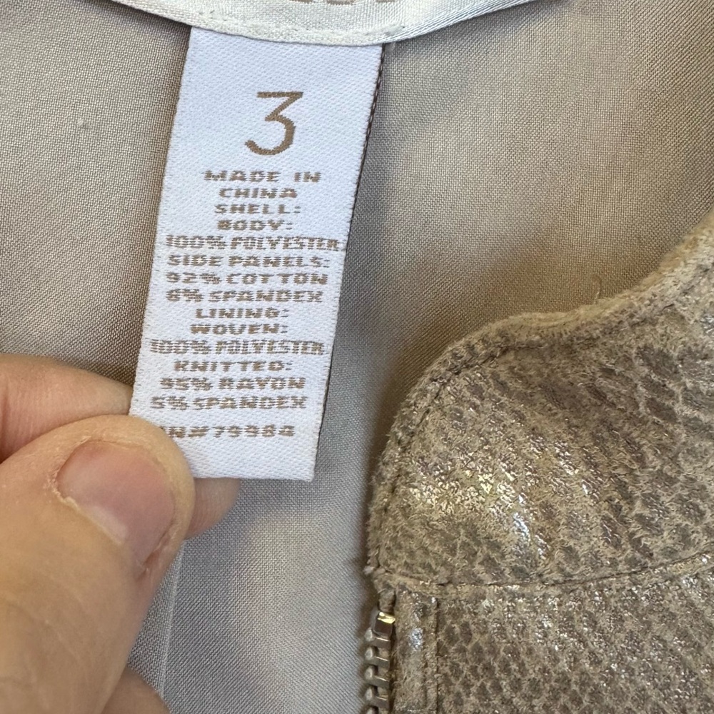 Chico's Plus Size Metallic Cream Gold Women's Blazer Jacket Coat size 3 - Picture 6 of 6